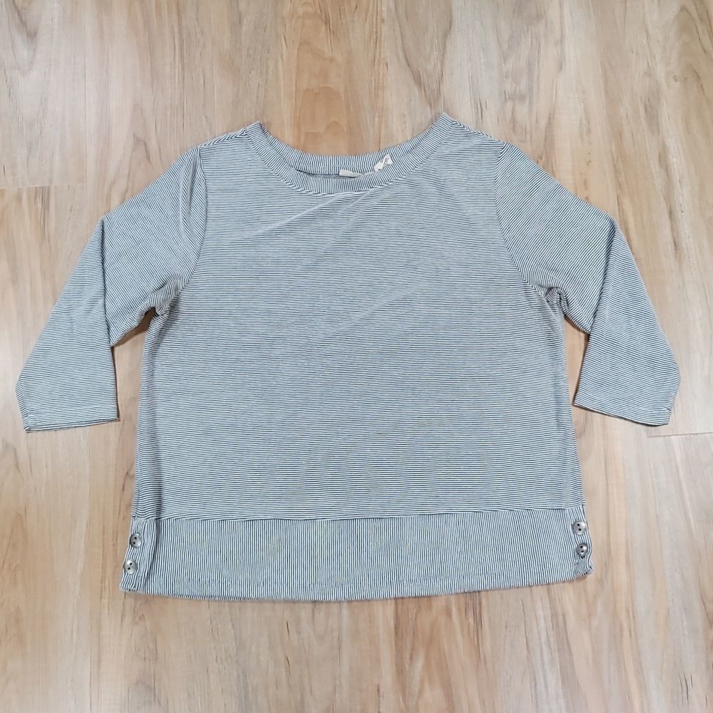 🔹️Christian Siriano Blue & White Textured Striped 3/4 Sleeve Top XLarge